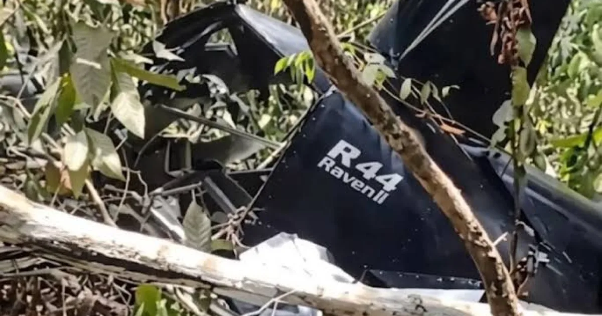 Helicóptero cai em mata deixando duas vítimas fatais e um sobrevivente