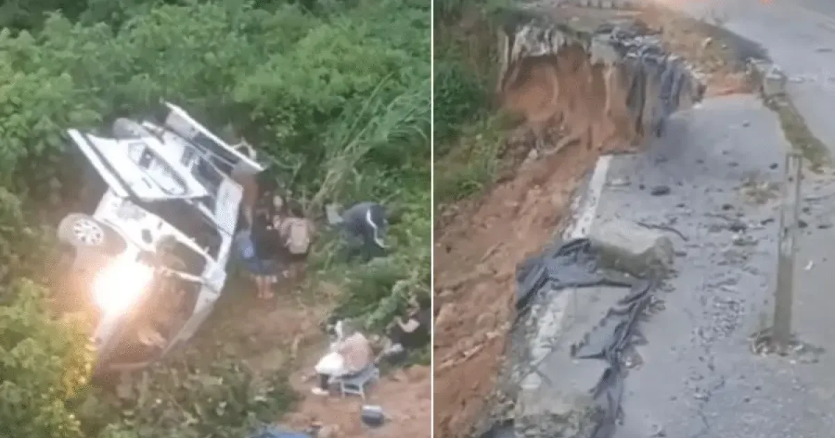 Van cai em ribanceira transportando 11 passageiros no RJ