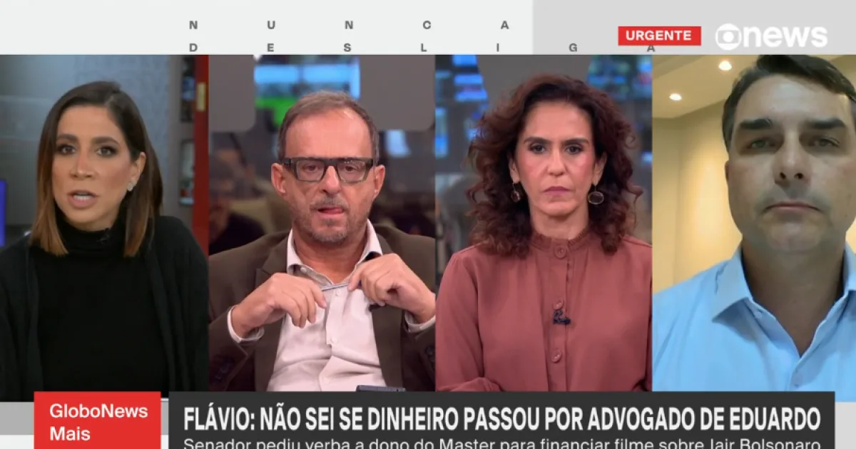 Flávio Bolsonaro gera desconforto na GloboNews ao citar repasses do Banco Master