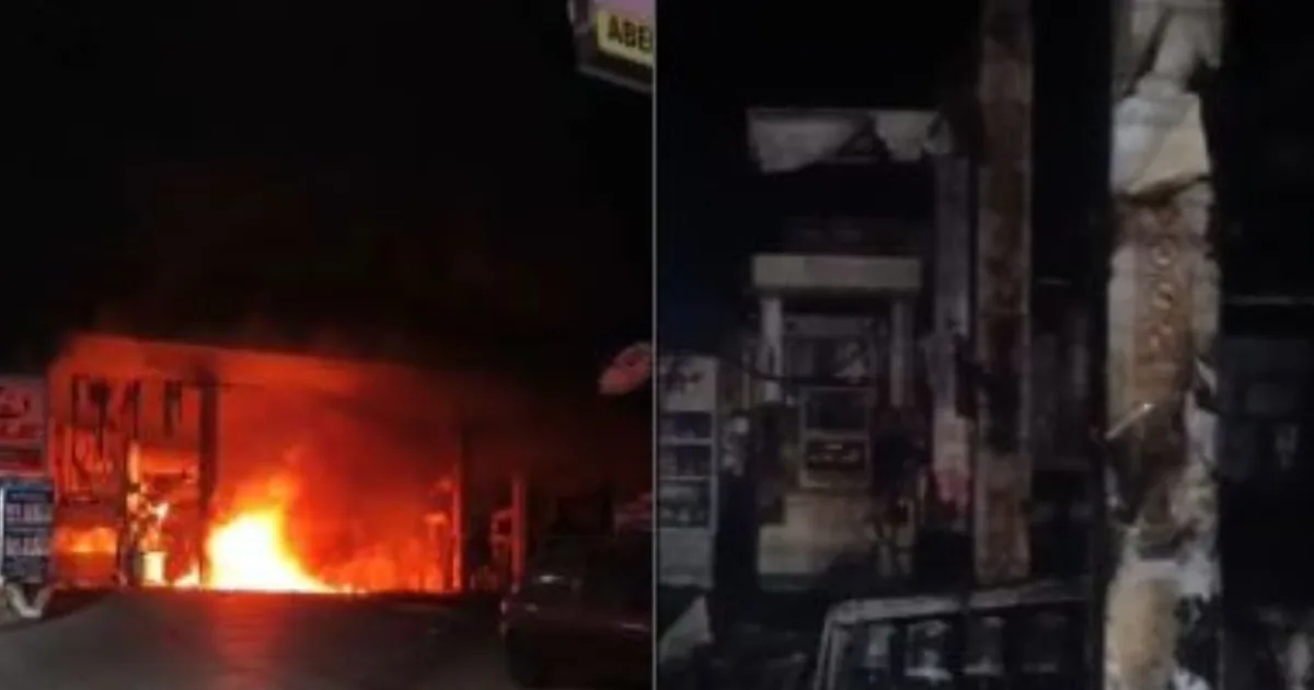 Homem provoca incêndio em posto ao fugir da PM