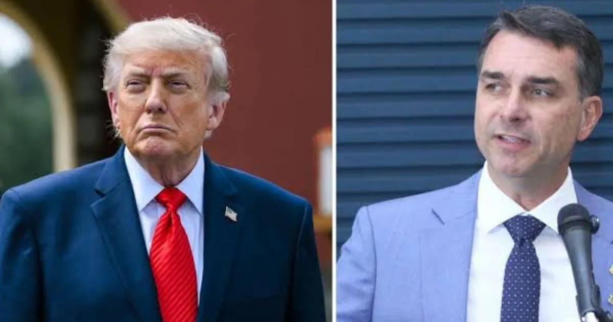 Objeto entregue por Trump a Flávio vira assunto nas redes sociais