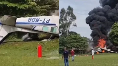 Avião de pequeno porte cai e tira a vida de duas pessoas em Marília