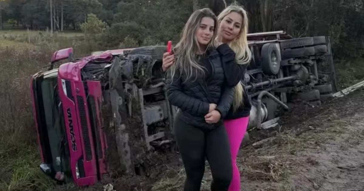 Caminhoneira estrela com milhões de seguidores sofre acidente