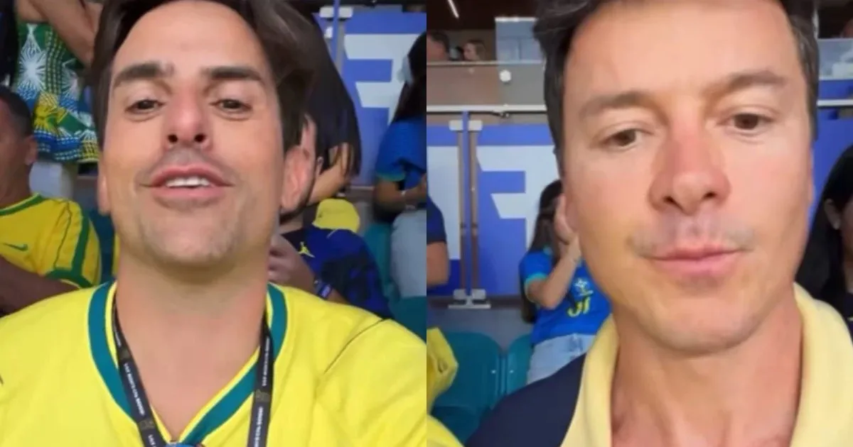 Rodrigo Faro é visto ao lado de empresário condenado por racismo durante jogo da Seleção Brasileira