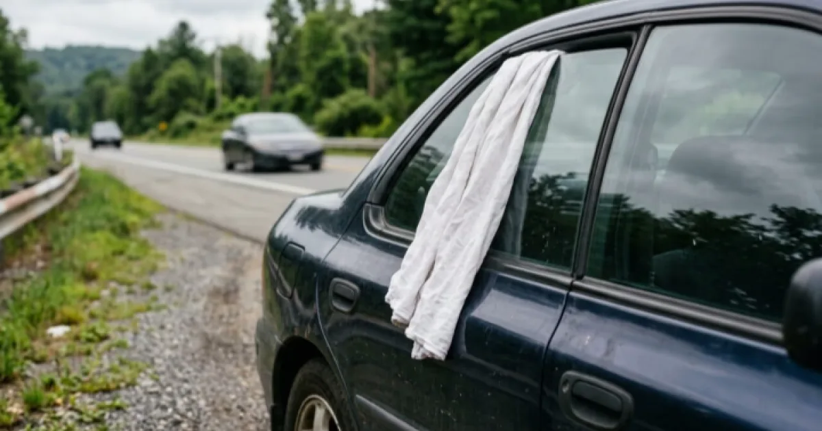 O que significa ver um pano branco na janela de um carro na estrada?