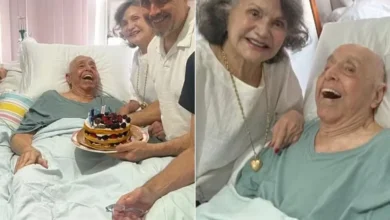 Aos 95 anos, ator Mauro Mendonça surge em hospital acompanhado da família no Dia dos Pais