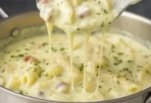 Esqueça o molho tradicional: esse macarrão com creme de batata, bacon e queijo é daqueles que desaparecem da mesa