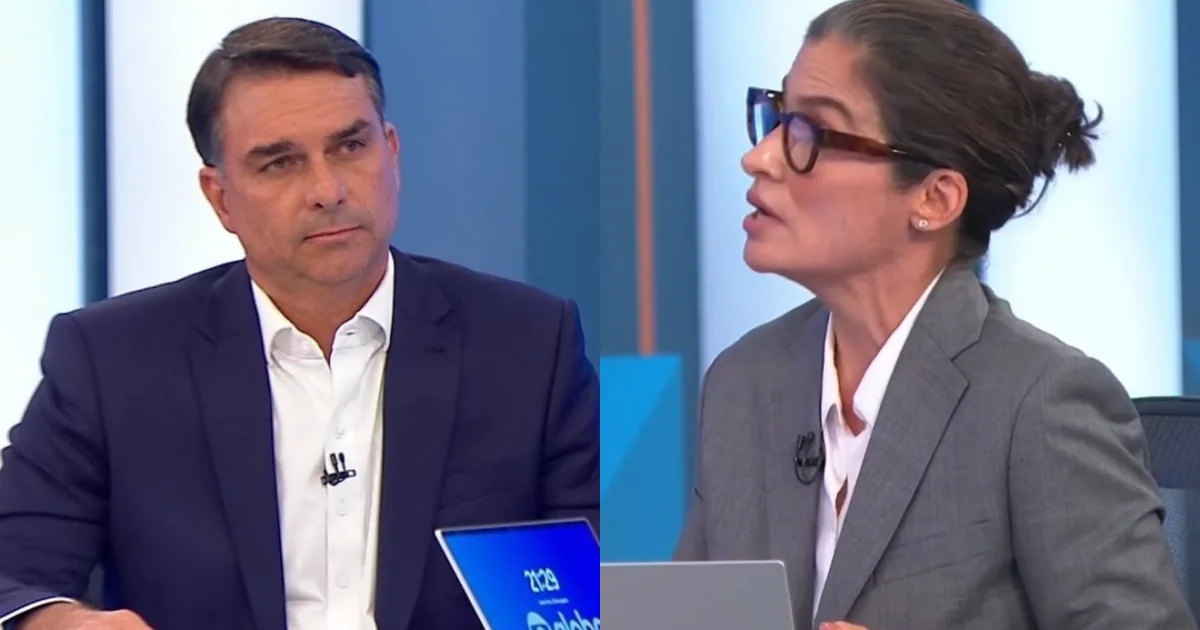 Flávio Bolsonaro é questionado sobre Vorcaro durante sabatina na Globo