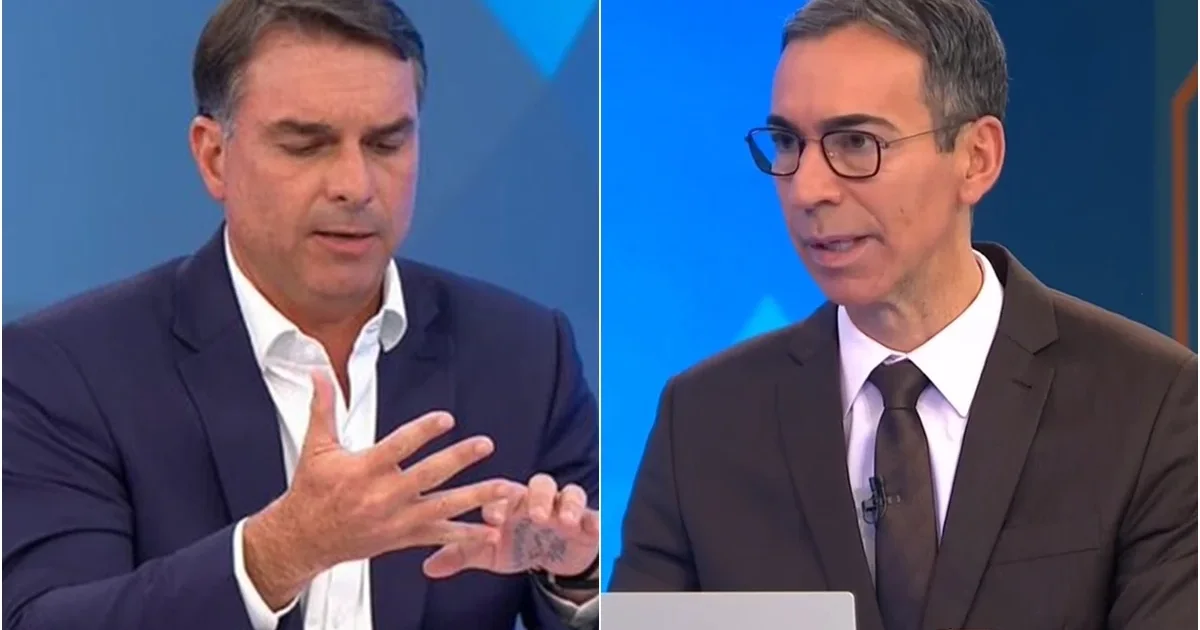 Flávio Bolsonaro menciona patrocínio de Vorcaro à Globo e César Tralli sai em defesa da emissora: ‘Essa relação…’