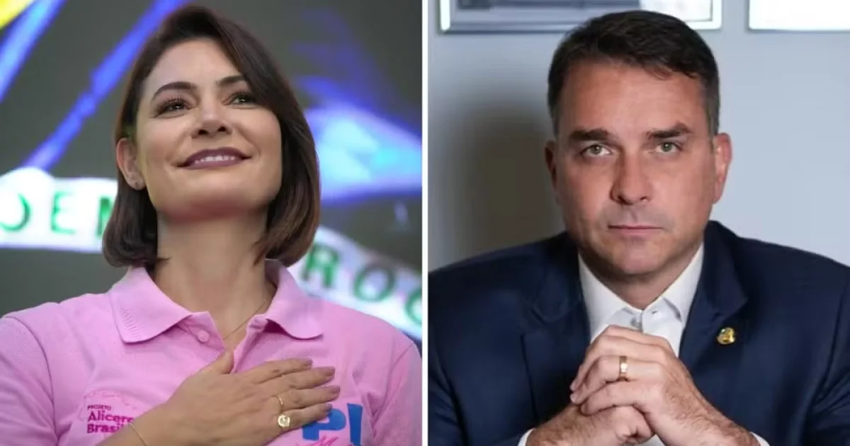 Michelle e Flávio Bolsonaro realizam primeira gravação conjunta para a campanha eleitoral de 2026