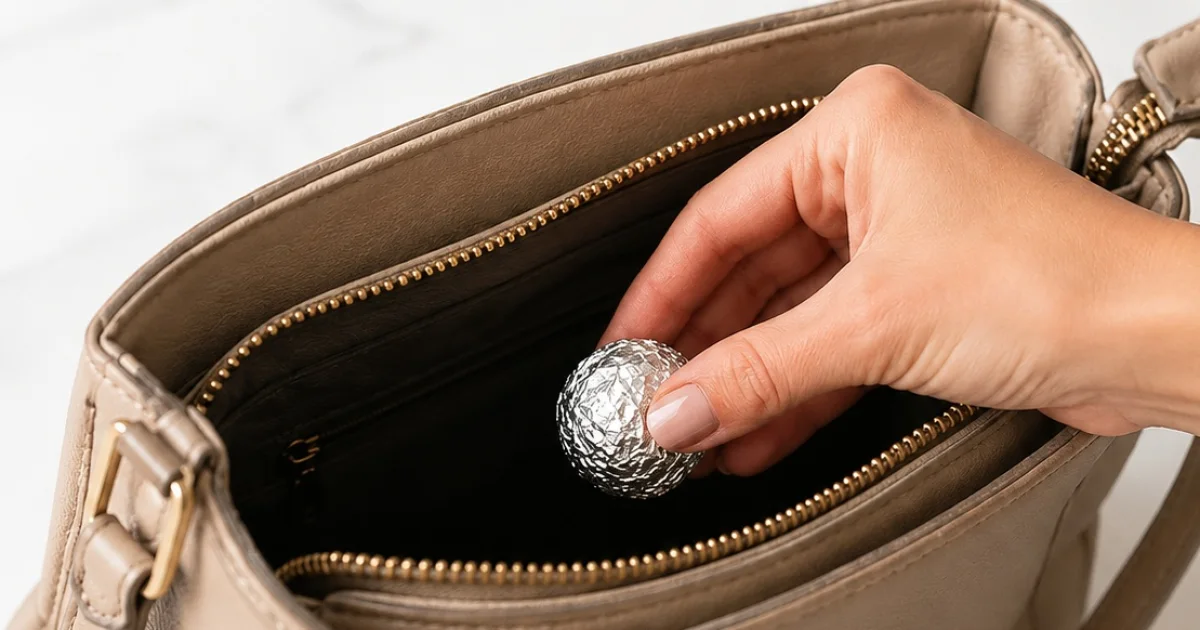 Por que algumas pessoas colocam uma bolinha de papel-alumínio dentro da bolsa?