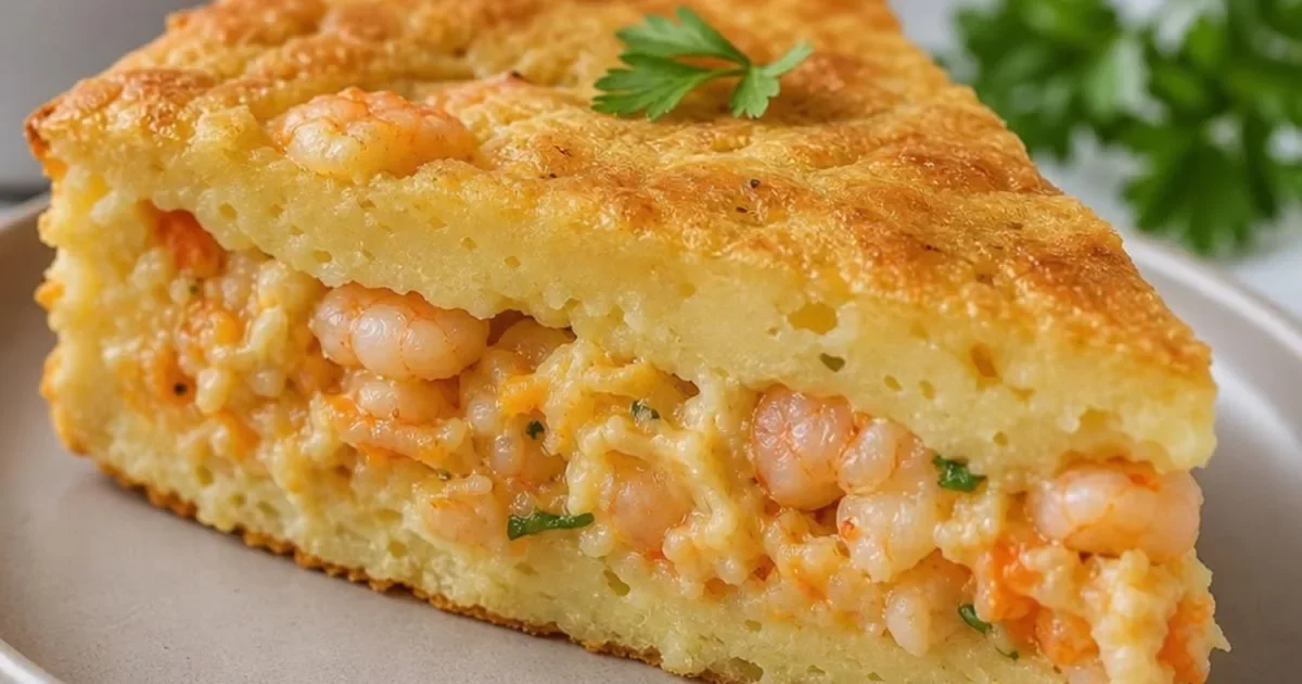 Torta de Liquidificador de Camarão: cremosa, douradinha e muito fácil de preparar