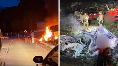 Tragédia na SC-305: pai e filhos morrem carbonizados após colisão derrubar poste de alta tensão sobre carro