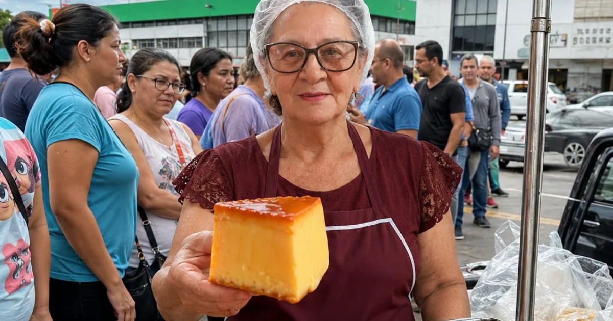 Dona Neuza revelou o segredo do pudim que gera filas enormes