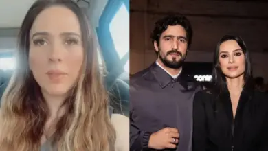 Em festa, Tatá Werneck encontrou Renato Góes, seu ex-namorado, e a atual esposa, Thaila Ayala