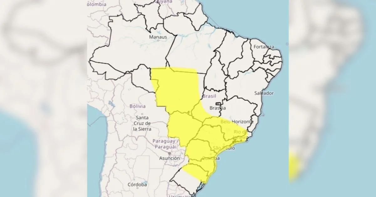 Inmet emite alerta amarelo de tempestades para esta quarta-feira