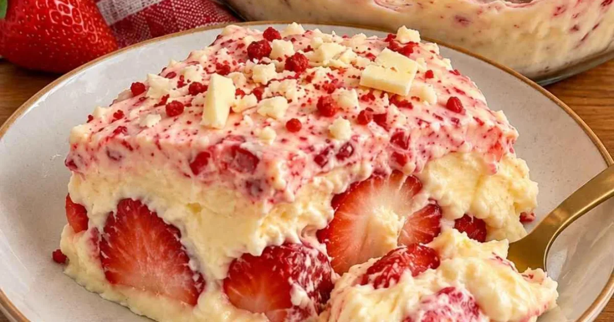Morango Cravejado de Travessa: sobremesa cremosa, bonita e fácil de preparar