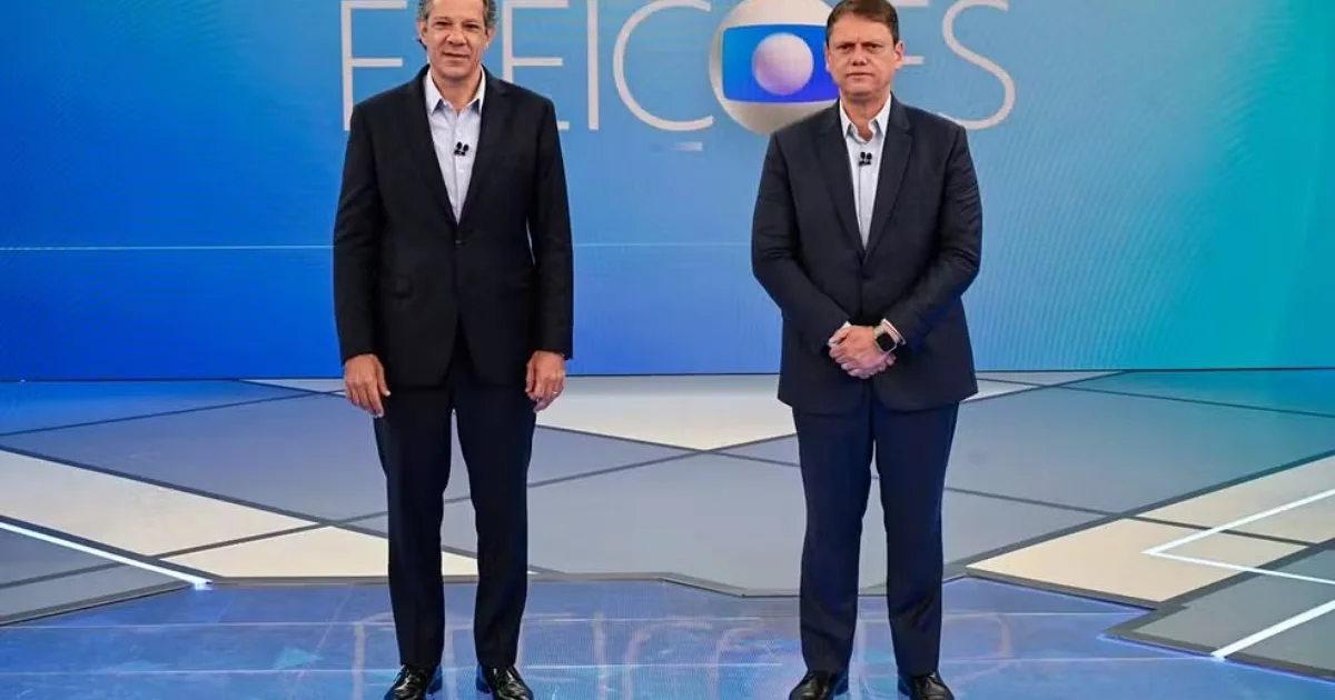 Tarcísio e Haddad trocam acusações sobre Bolsonaro e crime organizado durante debate