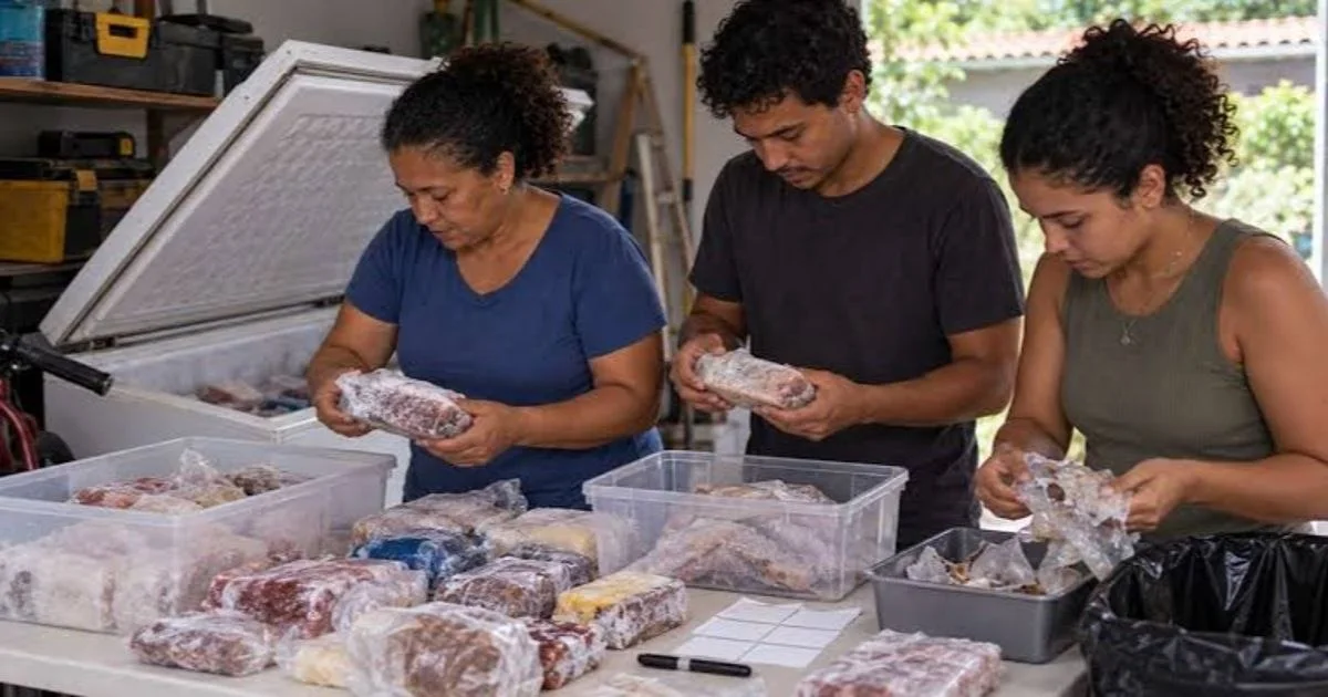 Família manteve freezer ligado por anos e só abriu as caixas do fundo após uma falta de energia
